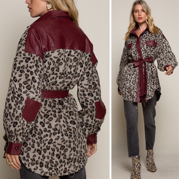 FINAL PRICE DROP Leopard Print Leather Trench Coat - Picture 6 of 8